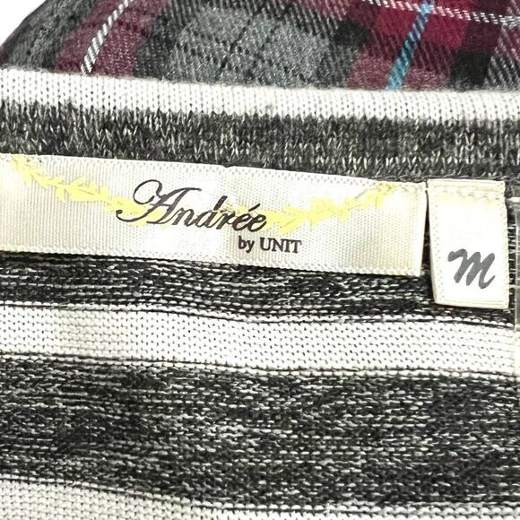 Andrée by Unit MEDIUM Striped Plaid Pocket Elbow Patch Pocketed Swing Dress - Picture 6 of 12